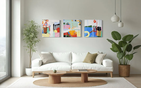 12" x 12" Triptych (Set of Three Abstract Art Prints)